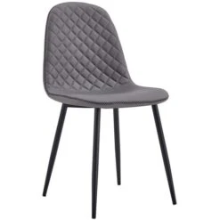 Set Da 4 Sedie Design Bella Imbottite In Ecopelle Trapuntata Con Gambe In Metallo Nere Grigia -Vendite HOMCOM || VIDAXL || Songmics 50001486 5