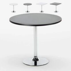 Tavolino Bar Rotondo Quadrato Nero Bianco 70x70 Bistrot Colore Tavolo: Nero - Forma Tavolo: Rotondo