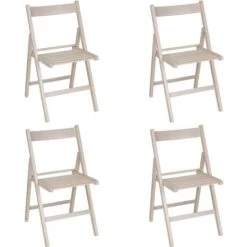 Set 4 SEDIE Pieghevoli Legno Di Alta Qualità, Salvaspazio Colore Bianco