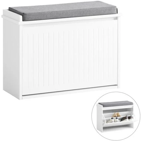 SoBuy Scarpiera Con Patta E Cuscino Per Scarpe, Colore: Bianco, Dimensioni: Circa 62 X 46 X 26 Cm FSR98-W 3 SoBuy Scarpiera Con Patta E Cuscino Per Scarpe, Colore: Bianco, Dimensioni: Circa 62 X 46 X 26 Cm FSR98-W