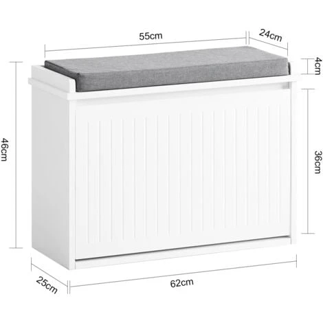 SoBuy Scarpiera Con Patta E Cuscino Per Scarpe, Colore: Bianco, Dimensioni: Circa 62 X 46 X 26 Cm FSR98-W 4 SoBuy Scarpiera Con Patta E Cuscino Per Scarpe, Colore: Bianco, Dimensioni: Circa 62 X 46 X 26 Cm FSR98-W - immagine 2