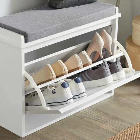 SoBuy Scarpiera Con Patta E Cuscino Per Scarpe, Colore: Bianco, Dimensioni: Circa 62 X 46 X 26 Cm FSR98-W 5 SoBuy Scarpiera Con Patta E Cuscino Per Scarpe, Colore: Bianco, Dimensioni: Circa 62 X 46 X 26 Cm FSR98-W - immagine 3