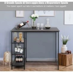 COSTWAY Tavolo Da Bar, Bar Tavolo Moderno Con Mensole, Tavolo Industriale Con Struttura Di Metallo, Balcone Tavolo Per Sala Da Pranzo Salone -Vendite HOMCOM || VIDAXL || Songmics 51209495 3