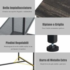 COSTWAY Tavolo Da Bar, Bar Tavolo Moderno Con Mensole, Tavolo Industriale Con Struttura Di Metallo, Balcone Tavolo Per Sala Da Pranzo Salone -Vendite HOMCOM || VIDAXL || Songmics 51209495 4