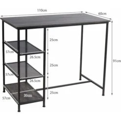 COSTWAY Tavolo Da Bar, Bar Tavolo Moderno Con Mensole, Tavolo Industriale Con Struttura Di Metallo, Balcone Tavolo Per Sala Da Pranzo Salone -Vendite HOMCOM || VIDAXL || Songmics 51209495 5