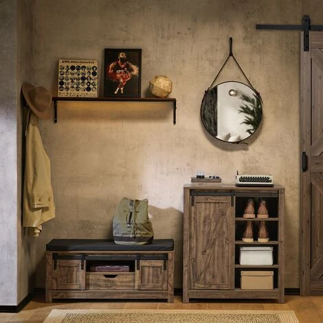 SoBuy Credenza Con Anta Scorrevole, Scarpiera Con Porta Fienile, Mobile Da Ingresso, Armadio Multifunzionale, FSB59-N 5 SoBuy Credenza Con Anta Scorrevole, Scarpiera Con Porta Fienile, Mobile Da Ingresso, Armadio Multifunzionale, FSB59-N - immagine 3