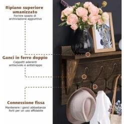 COSTWAY Appendiabiti A Parete, Ganci Attaccapanni Appendini Da Muro, 100% Legno Naturale, Porta Asciugamano Per Bagno Ingresso E Camera Da Letto (Marrone) 9 COSTWAY Appendiabiti A Parete, Ganci Attaccapanni Appendini Da Muro, 100% Legno Naturale, Porta Asciugamano Per Bagno Ingresso E Camera Da Letto (Marrone) -Vendite HOMCOM || VIDAXL || Songmics 51321636 3