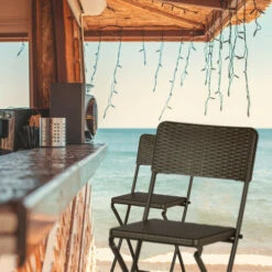 Relaxdays Sedia Da Bar Pieghevole In Set Da 2, Aspetto Rattan, Con Schienale, Sgabello Piegehevole, H: 78 Cm, Marrone -Vendite HOMCOM || VIDAXL || Songmics 51969705 3