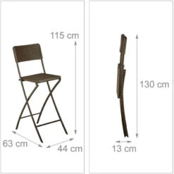 Relaxdays Sedia Da Bar Pieghevole In Set Da 2, Aspetto Rattan, Con Schienale, Sgabello Piegehevole, H: 78 Cm, Marrone -Vendite HOMCOM || VIDAXL || Songmics 51969705 4