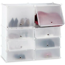 Relaxdays Scarpiera In Plastica, 8 Scomparti Chiusi, 91x94,5x36,5 Cm, Scaffale 16 Paia Di Scarpe, Componibile, Bianco -Vendite HOMCOM || VIDAXL || Songmics 51972095 3