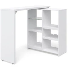 Tavolino Alto Da Bar „Vega“ Bianco Ruotabile Vicco