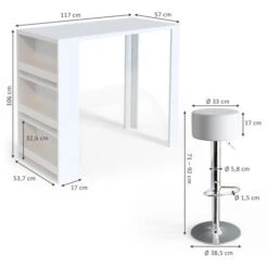 Tavolo Da Bar 117cm Bianco Con 2 Sgabelli Bianco Vicco 9 Tavolo Da Bar 117cm Bianco Con 2 Sgabelli Bianco Vicco -Vendite HOMCOM || VIDAXL || Songmics 52052974 3