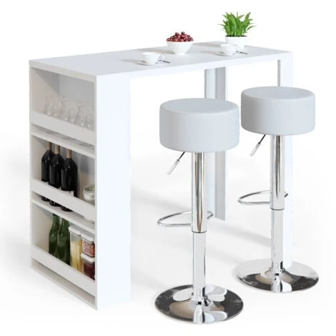 Tavolo Da Bar 117cm Bianco Con 2 Sgabelli Bianco Vicco 6 Tavolo Da Bar 117cm Bianco Con 2 Sgabelli Bianco Vicco - immagine 4