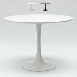 Tavolo Rotondo 90cm Bar Sala Da Pranzo Cucina Design Scandinavo Moderno Tulip Colore: Bianco