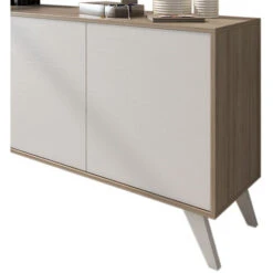 Credenza Moderna Soggiorno Alta 3 Ante Salotto DIVINE Mobile Rovere Bianco -Vendite HOMCOM || VIDAXL || Songmics 52472290 3