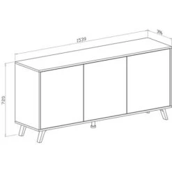 Credenza Moderna Soggiorno Alta 3 Ante Salotto DIVINE Mobile Rovere Bianco -Vendite HOMCOM || VIDAXL || Songmics 52472290 4