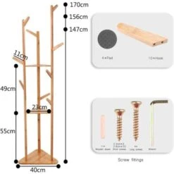 Stand Appendiabiti Portabiti In Bambù Appendiabiti Da Terra Appendiabiti Ingresso Appendiabiti Con 3 Ripiani -Vendite HOMCOM || VIDAXL || Songmics 53115800 4