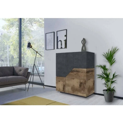 Dmora Credenza Moderna A 2 Ante Geometriche, Made In Italy, Madia Da Ingresso, Buffet Di Design Da Soggiorno, Cm 100x43h106, Ardesia E Acero, Con Imballo Rinforzato 3 Dmora Credenza Moderna A 2 Ante Geometriche, Made In Italy, Madia Da Ingresso, Buffet Di Design Da Soggiorno, Cm 100x43h106, Ardesia E Acero, Con Imballo Rinforzato