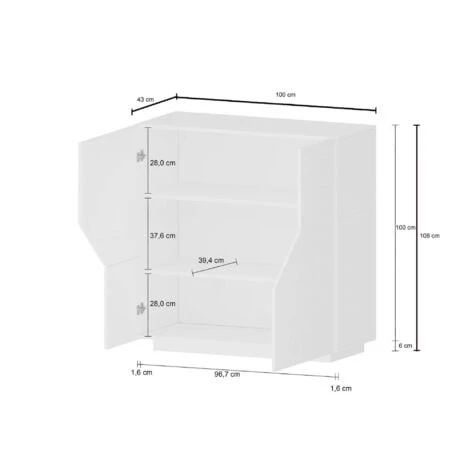 Dmora Credenza Moderna A 2 Ante Geometriche, Made In Italy, Madia Da Ingresso, Buffet Di Design Da Soggiorno, Cm 100x43h106, Ardesia E Acero, Con Imballo Rinforzato 5 Dmora Credenza Moderna A 2 Ante Geometriche, Made In Italy, Madia Da Ingresso, Buffet Di Design Da Soggiorno, Cm 100x43h106, Ardesia E Acero, Con Imballo Rinforzato - immagine 3