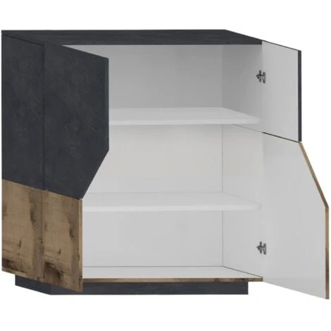 Dmora Credenza Moderna A 2 Ante Geometriche, Made In Italy, Madia Da Ingresso, Buffet Di Design Da Soggiorno, Cm 100x43h106, Ardesia E Acero, Con Imballo Rinforzato 6 Dmora Credenza Moderna A 2 Ante Geometriche, Made In Italy, Madia Da Ingresso, Buffet Di Design Da Soggiorno, Cm 100x43h106, Ardesia E Acero, Con Imballo Rinforzato - immagine 4