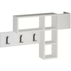 Appendiabiti Attaccapanni Parete Legno 9 Ganci Appendi Abiti Cn Mensole Bianco -Vendite HOMCOM || VIDAXL || Songmics 53652427 4
