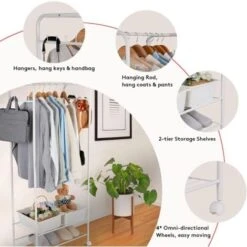 Appendiabiti Porta Abiti Metallo Armadio Aperto Con Ruote Appendiabiti Da Terra Camera -Vendite HOMCOM || VIDAXL || Songmics 53917112 3
