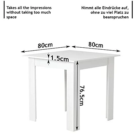 Nova Tavolo Da Pranzo Quadrato Piedi Ad L Da Salotto Cucina Con Piano Di Vari Colori Colore : BIANCO 4 Nova Tavolo Da Pranzo Quadrato Piedi Ad L Da Salotto Cucina Con Piano Di Vari Colori Colore : BIANCO - immagine 2