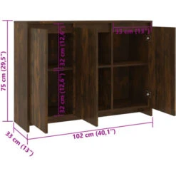 Credenza Rovere Fumo 102x33x75 Cm In Truciolato VidaXL -Vendite HOMCOM || VIDAXL || Songmics 54063794 3