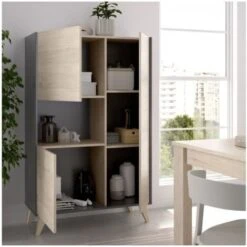 Credenza Soggiorno 135 Cm Abby Grafite E Rovere Naturale Con Tre Ante Grafite E Naturale -Vendite HOMCOM || VIDAXL || Songmics 54288604 2