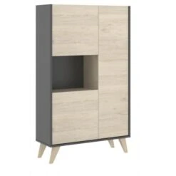 Credenza Soggiorno 135 Cm Abby Grafite E Rovere Naturale Con Tre Ante Grafite E Naturale -Vendite HOMCOM || VIDAXL || Songmics 54288604 3