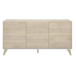 Madia Soggiorno 155 Cm Abby Bianco Opaco E Rovere Naturale Con Tre Ante Bianco E Naturale -Vendite HOMCOM || VIDAXL || Songmics 54288683 3