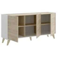 Madia Soggiorno 155 Cm Abby Bianco Opaco E Rovere Naturale Con Tre Ante Bianco E Naturale -Vendite HOMCOM || VIDAXL || Songmics 54288683 4