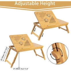 Todeco Vassoio Pieghevole, Tavolino Portatile Per Notebook, Scrivania Regolabile Con Ampia Ventilazione, Materiale: Bambù, Dimensione Tavolo: 55,1 X 35,1 Cm -Vendite HOMCOM || VIDAXL || Songmics 54376700 3