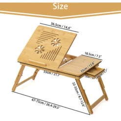 Todeco Vassoio Pieghevole, Tavolino Portatile Per Notebook, Scrivania Regolabile Con Ampia Ventilazione, Materiale: Bambù, Dimensione Tavolo: 55,1 X 35,1 Cm -Vendite HOMCOM || VIDAXL || Songmics 54376700 5