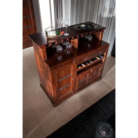 OXFORD 903 Mobile Bar In Legno Di Acacia - Laccato / Nougat 140x66x125 5 OXFORD 903 Mobile Bar In Legno Di Acacia - Laccato / Nougat 140x66x125 - immagine 3