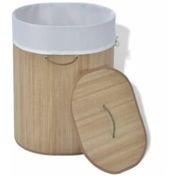 Nova Cesto Portabiancheria In Bambù Ovale 45x35x60 Cm Con Maniglie Vari Colori Colore : NATURALE -Vendite HOMCOM || VIDAXL || Songmics 56067948 4