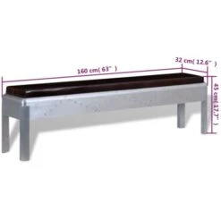 Panca Aviatore In Vera Pelle 160x32x45 Cm VidaXL -Vendite HOMCOM || VIDAXL || Songmics 5622583 3