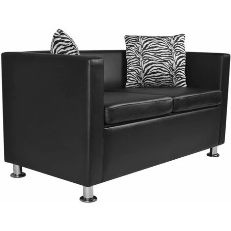 Nova Divano A 2 Posti Con Braccioli Divano Salotto In Ecopelle Elegante Vari Colori Colore : Nero 5 Nova Divano A 2 Posti Con Braccioli Divano Salotto In Ecopelle Elegante Vari Colori Colore : Nero - immagine 3