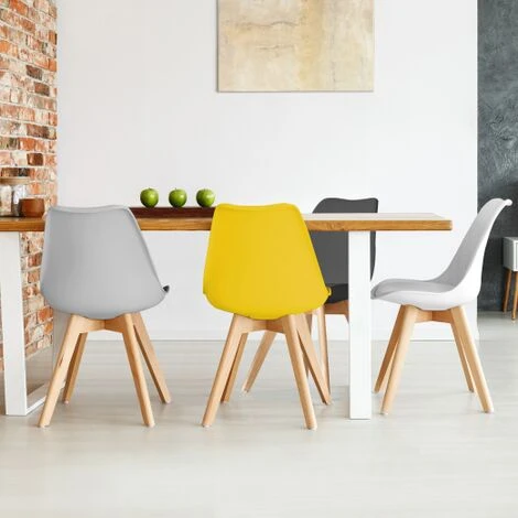 Set Di 4 Sedie SARA Mix Color Grigio Scuro, Grigio Chiaro, Bianco E Giallo 6 Set Di 4 Sedie SARA Mix Color Grigio Scuro, Grigio Chiaro, Bianco E Giallo - immagine 4