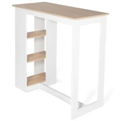 Tavolo Da Bar BARTH 2-4 Persone Traforato Legno Bianco E Piano Effetto Faggio -Vendite HOMCOM || VIDAXL || Songmics 57241779 3