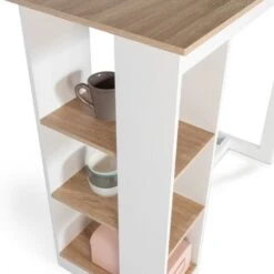 Tavolo Da Bar BARTH 2-4 Persone Traforato Legno Bianco E Piano Effetto Faggio -Vendite HOMCOM || VIDAXL || Songmics 57241779 4