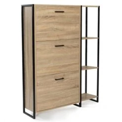 Scarpiera LUIS 3 Ante Con Mensola Design Industriale -Vendite HOMCOM || VIDAXL || Songmics 57241783 4