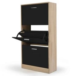 Scarpiera Effetto Faggio Nera 3 Ante -Vendite HOMCOM || VIDAXL || Songmics 57241785 2