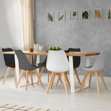 Set Di 6 Sedie SARA In Mix Cromatico Grigio Chiaro, Bianco, 2 Grigio Scuro, 2 Nero 3 Set Di 6 Sedie SARA In Mix Cromatico Grigio Chiaro, Bianco, 2 Grigio Scuro, 2 Nero