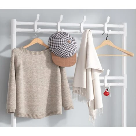 Appendiabiti Ingresso Terra Stand Attaccapanni Panca Scarpiera 4 Ripiani Bianco 4 Appendiabiti Ingresso Terra Stand Attaccapanni Panca Scarpiera 4 Ripiani Bianco - immagine 2