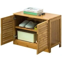 Panca Scarpiera Casa 2 Ripiani Porta Scarpe Mobiletto 2 Ante Multiuso In Legno