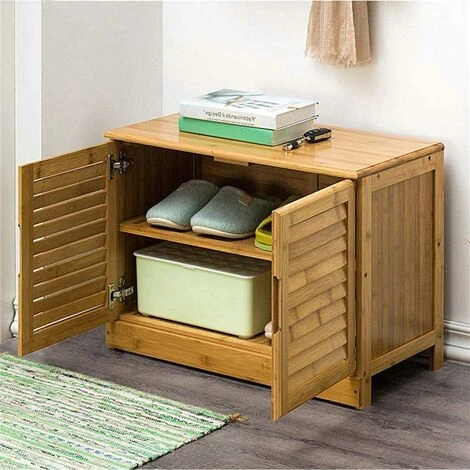 Panca Scarpiera Casa 2 Ripiani Porta Scarpe Mobiletto 2 Ante Multiuso In Legno 4 Panca Scarpiera Casa 2 Ripiani Porta Scarpe Mobiletto 2 Ante Multiuso In Legno - immagine 2