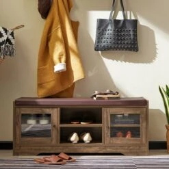 SoBuy Scarpiera Con 2 Ante In Vetro Panca Con Seduta Panca Ingresso Stile Vintage 105x35x43 Cm FSR122-N -Vendite HOMCOM || VIDAXL || Songmics 57500376 5
