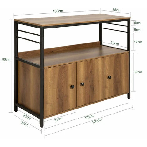 SoBuy Mobiletto Soggiorno Credenza Cucina Con 3 Ante E 1 Ripiano A Giorno Armadietto Stile Vintage 100x38x80cm FSB63-PF 4 SoBuy Mobiletto Soggiorno Credenza Cucina Con 3 Ante E 1 Ripiano A Giorno Armadietto Stile Vintage 100x38x80cm FSB63-PF - immagine 2