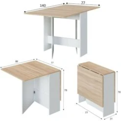 Tavolo Allungabile, Tavolo Da Pranzo Pieghevole Con Piano Abbattibile, Tavolo Ausiliario Richiudibile, Cm 31x77h78, Bianco E Rovere -Vendite HOMCOM || VIDAXL || Songmics 58337212 3